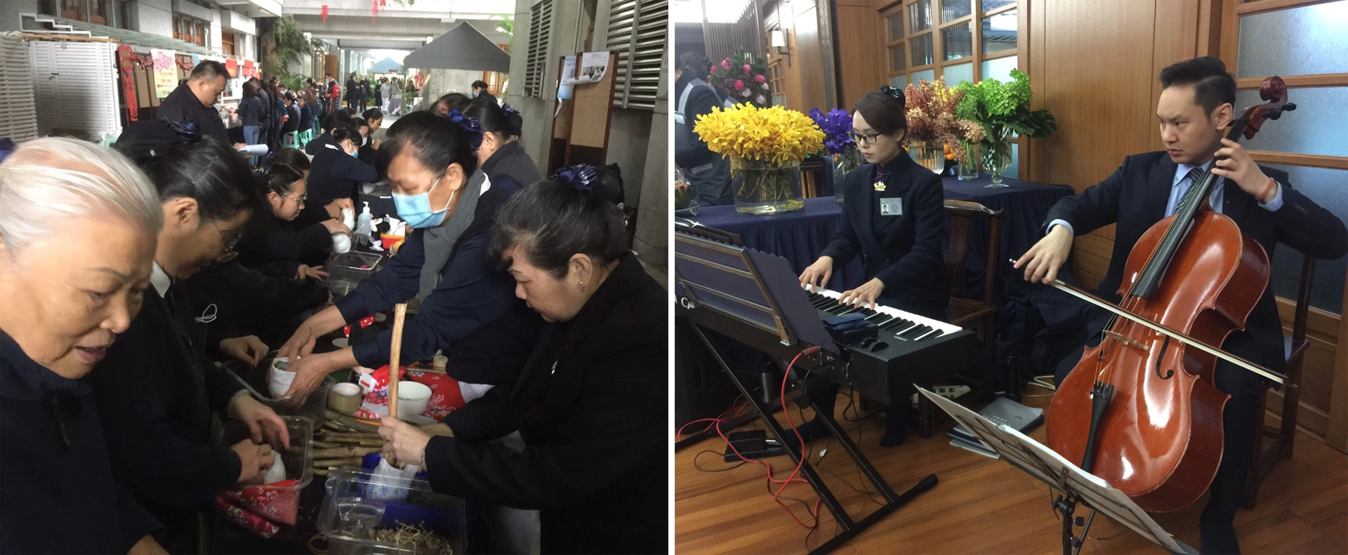 名曲演奏、各類環保「化廢為寶」的DIY教學攤位、各式益智遊戲,花蓮靜思精舍充滿著濃濃的回「家」過「心」年年味。