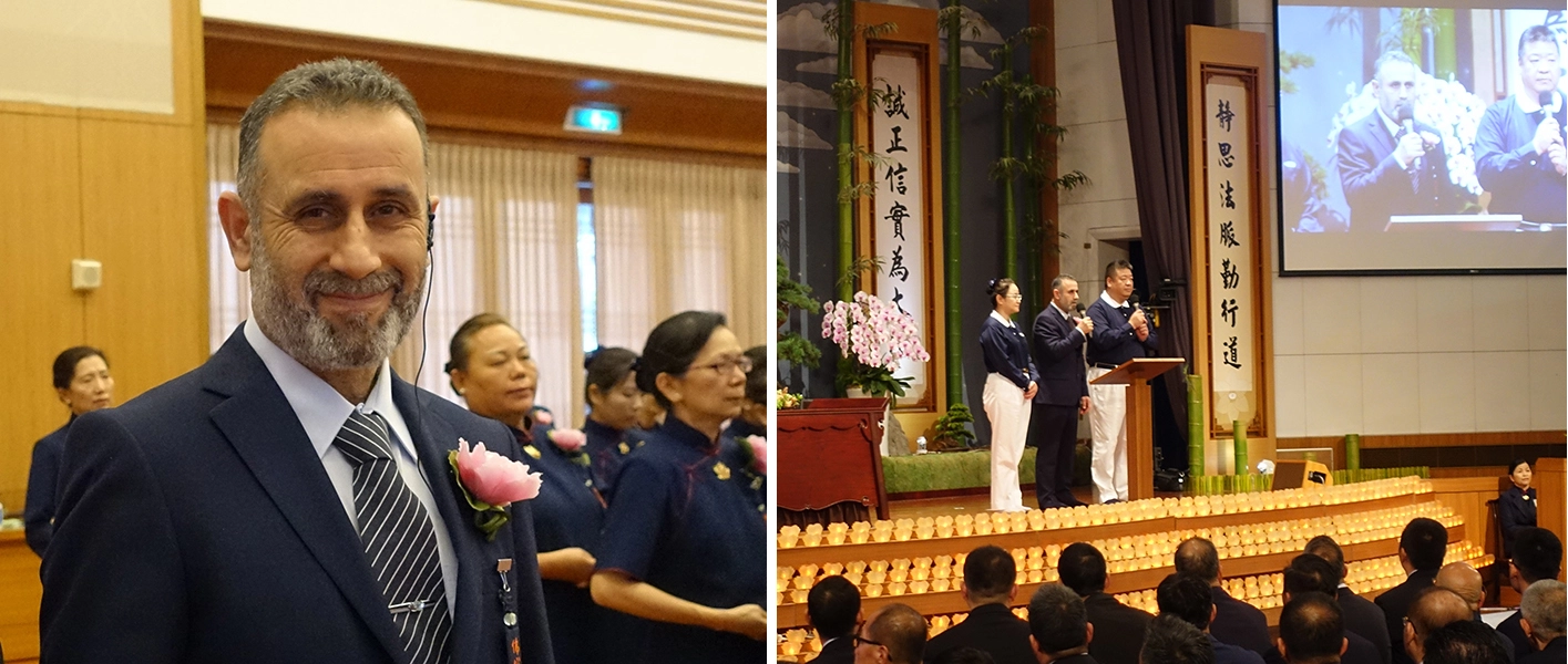 曾經是敘利亞難民的大學教授主麻,多年來他與土耳其慈濟志工一起為敘利亞孩童教育盡心力。(攝影:陳誼謙)
