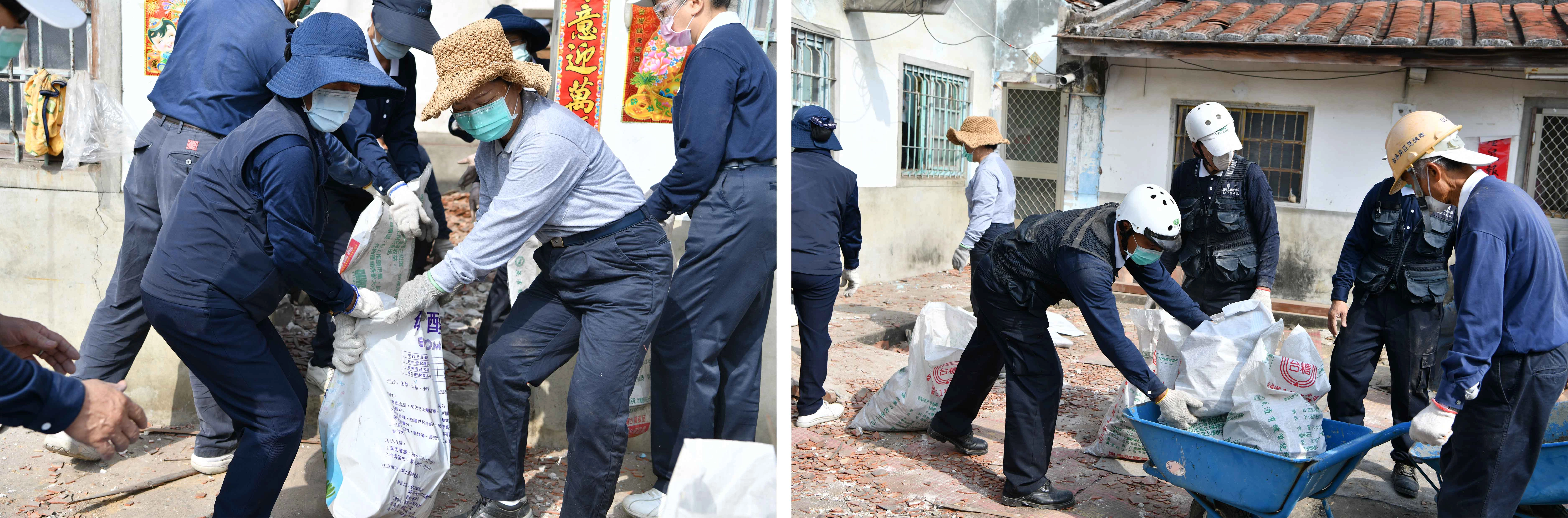 志工協助清理現場,用人力將廢棄物搬運到百米外空地,再委由區公所環保隊清運。