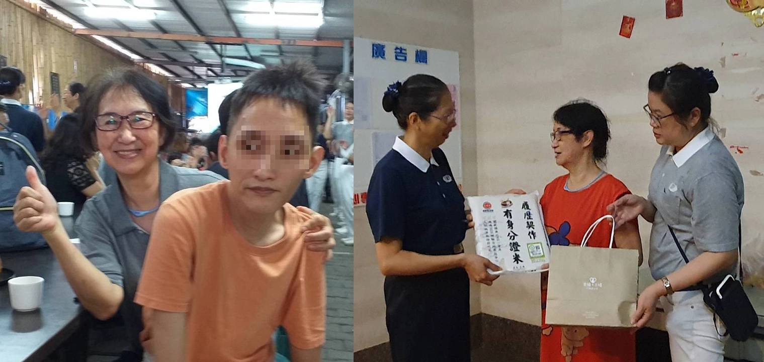 志輝生活自理能力一天天的進步讓張允柔欣慰,張允柔也覺得過動的志輝在慈濟活動情緒比較穩定。張允柔(右圖中)不向命運低頭,感恩社會上有許多人關心她、幫忙她。