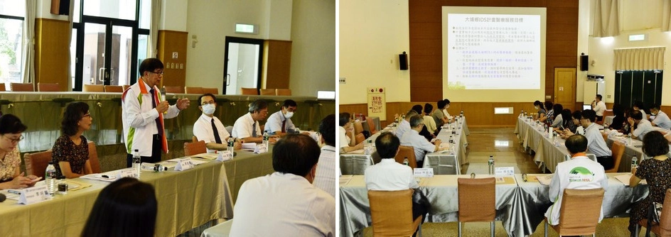 左圖說:健保李署長肯定醫療團隊持續投入阿里山及大埔鄉偏鄉醫療的努力。 右圖說:大林慈濟醫院醫事室楊登琦主任分享大林慈濟醫院在大埔鄉的醫療經驗。