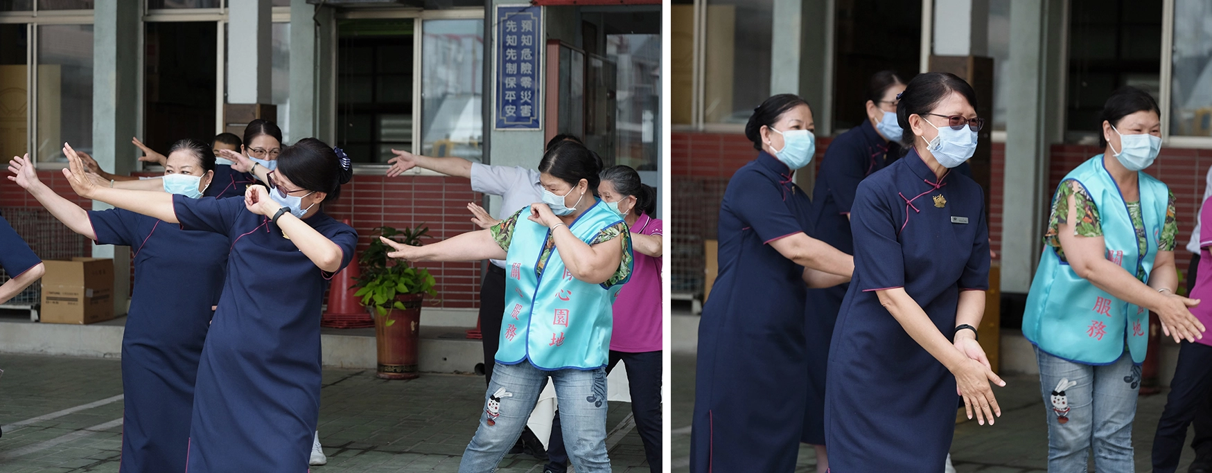 台電志工團現場表演洗手舞宣導勤洗手的重要,邀請慈濟志工們一同勁歌熱舞,氣氛熱鬧。