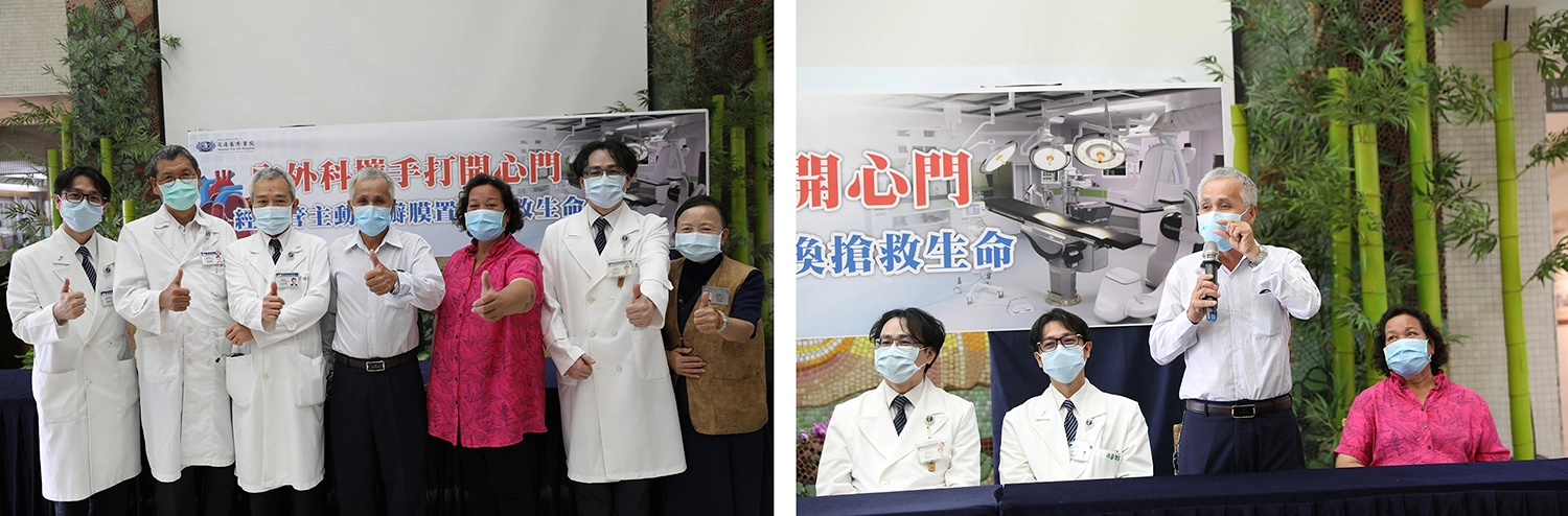 醫療團隊為古新松切蛋糕慶祝重生。古新松說,一年後要更健康的再來跟大家吃蛋糕慶祝。