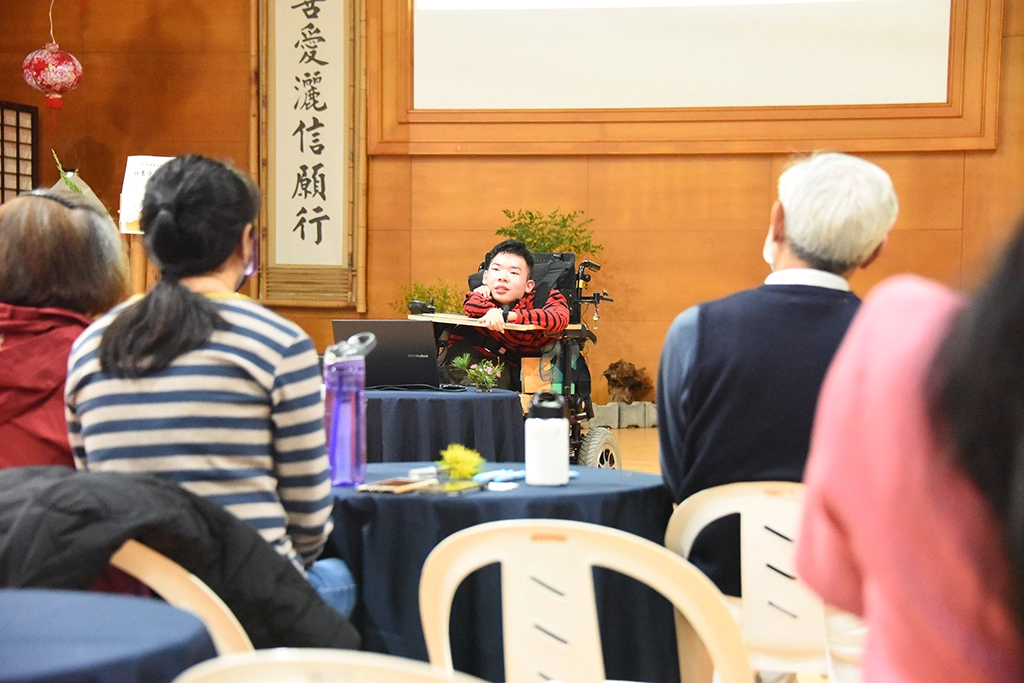 陳景維12月12日在慈濟羅東聯絡處舉辦感恩分享會，感恩所有幫助過他的人。