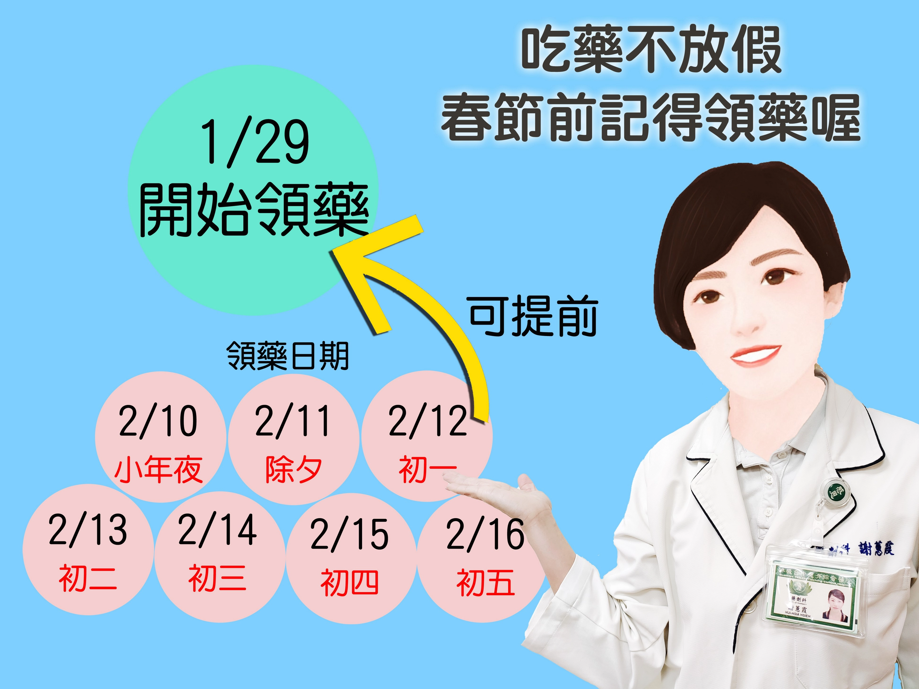 注意!慢性病處方箋的領藥日期,提前備好過年用藥。