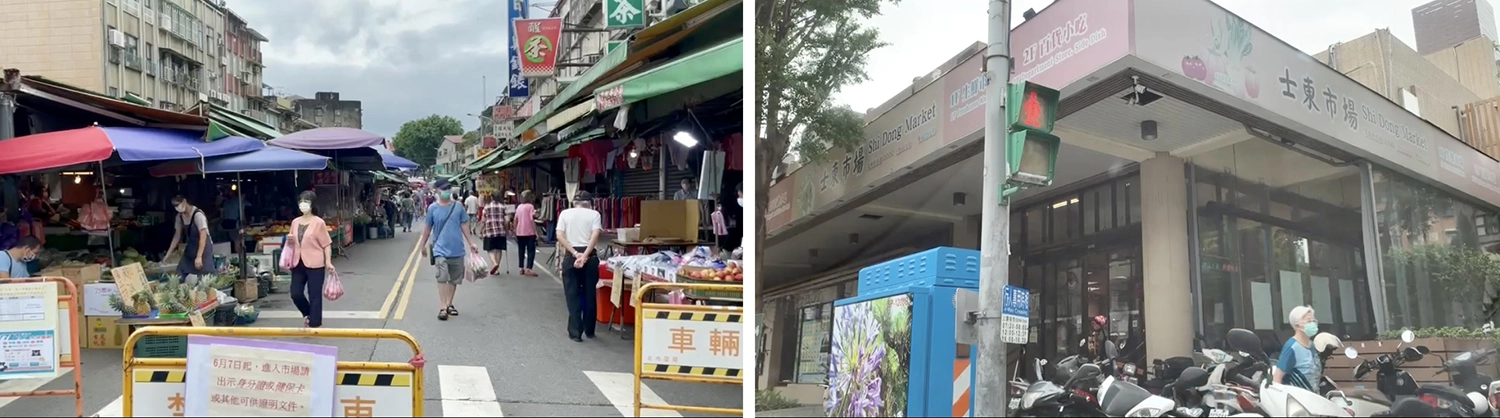 士林區社子市場國、臺語防疫廣播宣導。/士林區士東市場國、英語防疫廣播宣導。