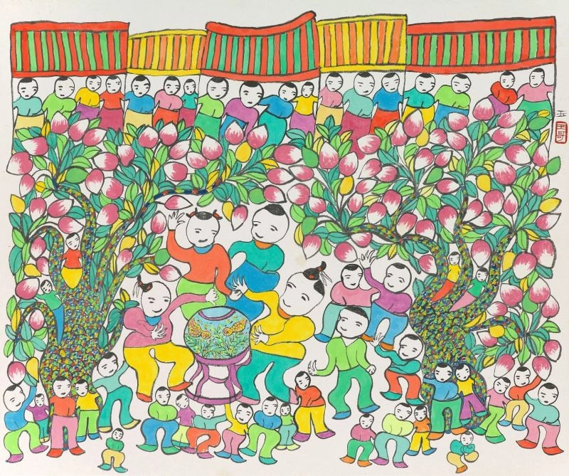 吳李玉哥_(1901-1991),〈豐年祭〉,1984(國美館提供)。