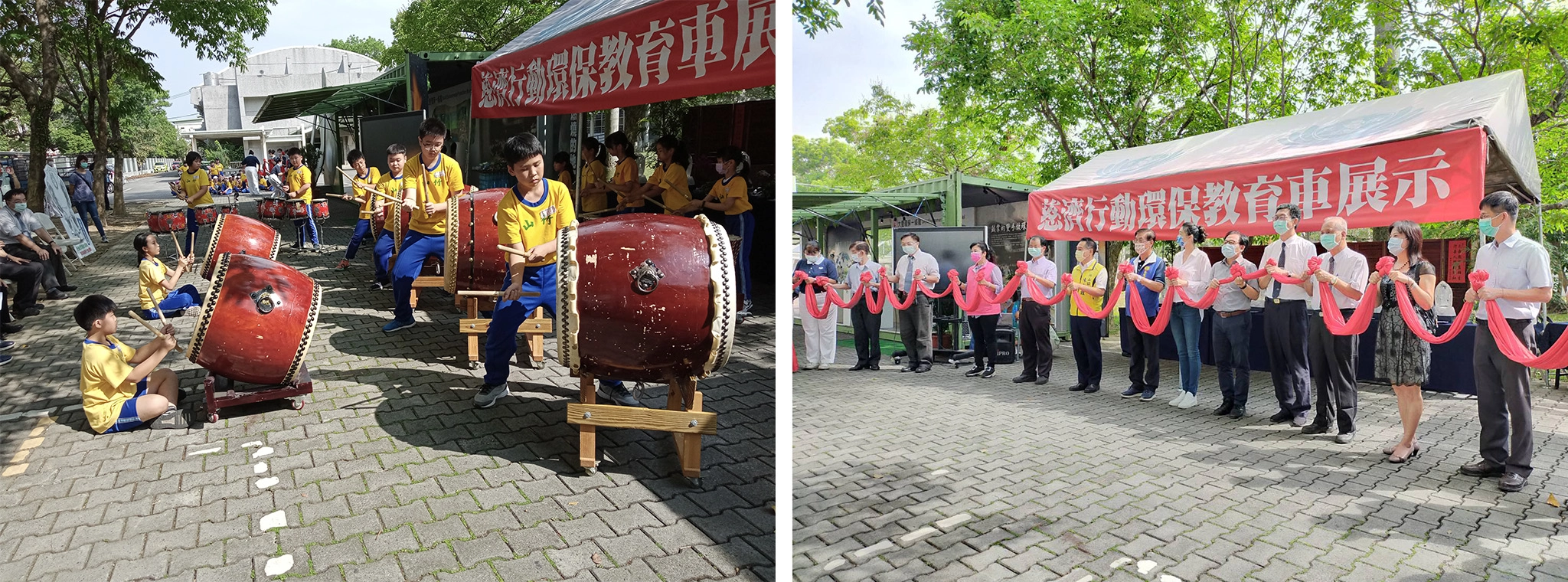 開展前由竹山國小演出太鼓震撼打擊,揭開活動序幕。(攝影:林瑋馨、許昆龍)
