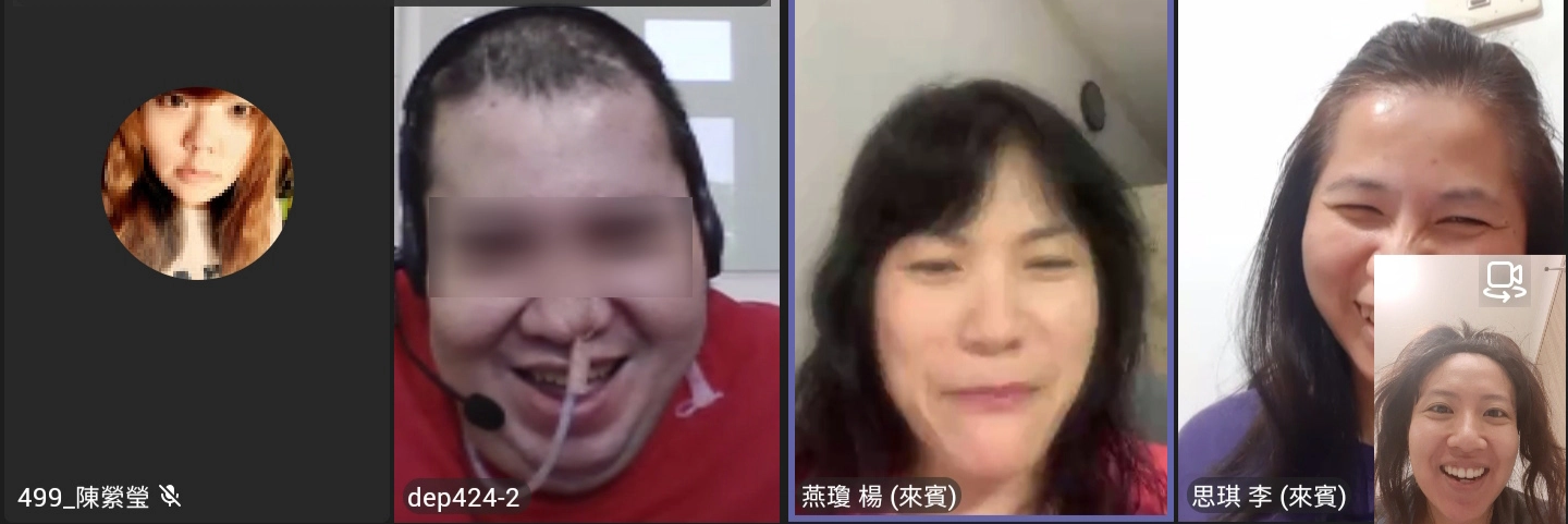 疫情期間,藉由雲志工服務,與身障朋友聊天互動,訓練社交技能。