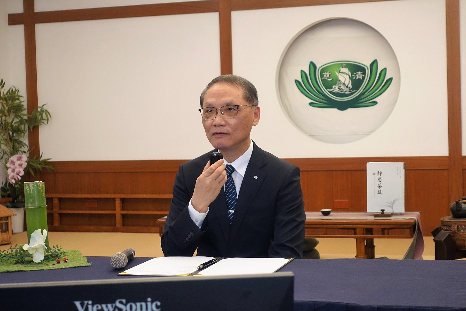 慈濟與聯合國兒童基金會簽署合作備忘錄,慈濟代表由慈濟慈善事業基金會執行長顏博文致詞。