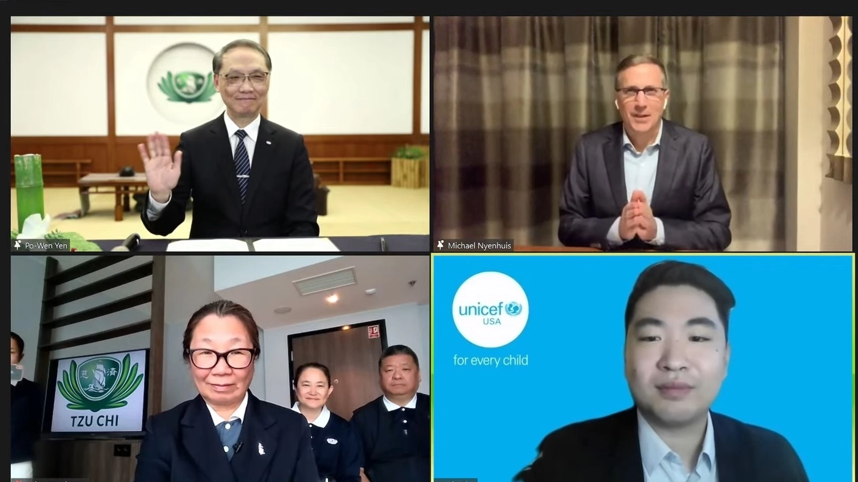 慈濟與聯合國兒童基金會攜手合作為烏克蘭孩童及其家庭提供人道援助,台灣時間4月22日20點透過視訊簽署合作備忘錄。