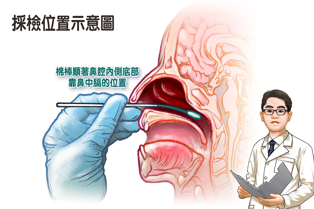 確實掌握快篩棒進入鼻腔的位置,檢測結果才會準確。