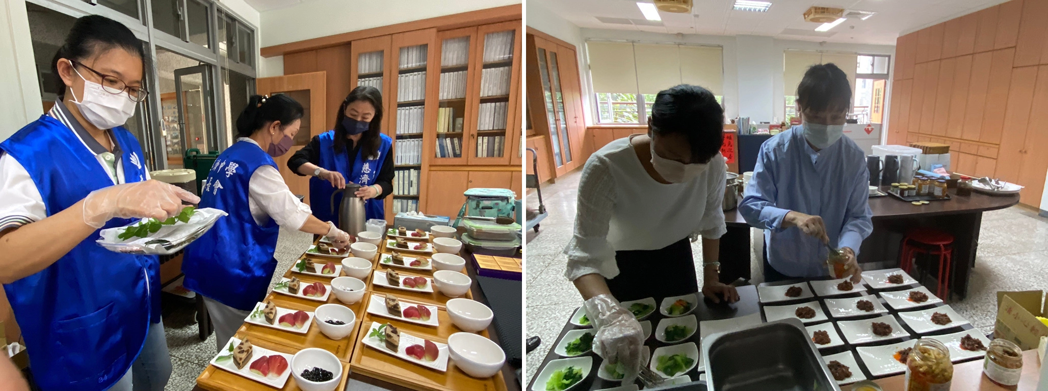 左圖:家長會以富含人文的茶點歡迎清邁慈濟學校師長的蒞臨。右圖:家長會作為學校最有力後盾,行動參與護持兩校國際交流活動。