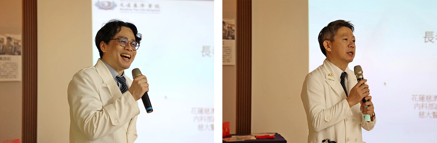 花蓮慈院內科部副主任陳郁志表示,現今已可利用心導管完成主動脈瓣膜置換,多數患者在手術後三至五天內即可出院,併發率及死亡率相對較低,就連長者也適用。/心臟內科主任謝仁哲表示,心血管疾病的發生往往難以預防,但瓣膜性心臟病卻可以由簡單的聽測心音揪出。