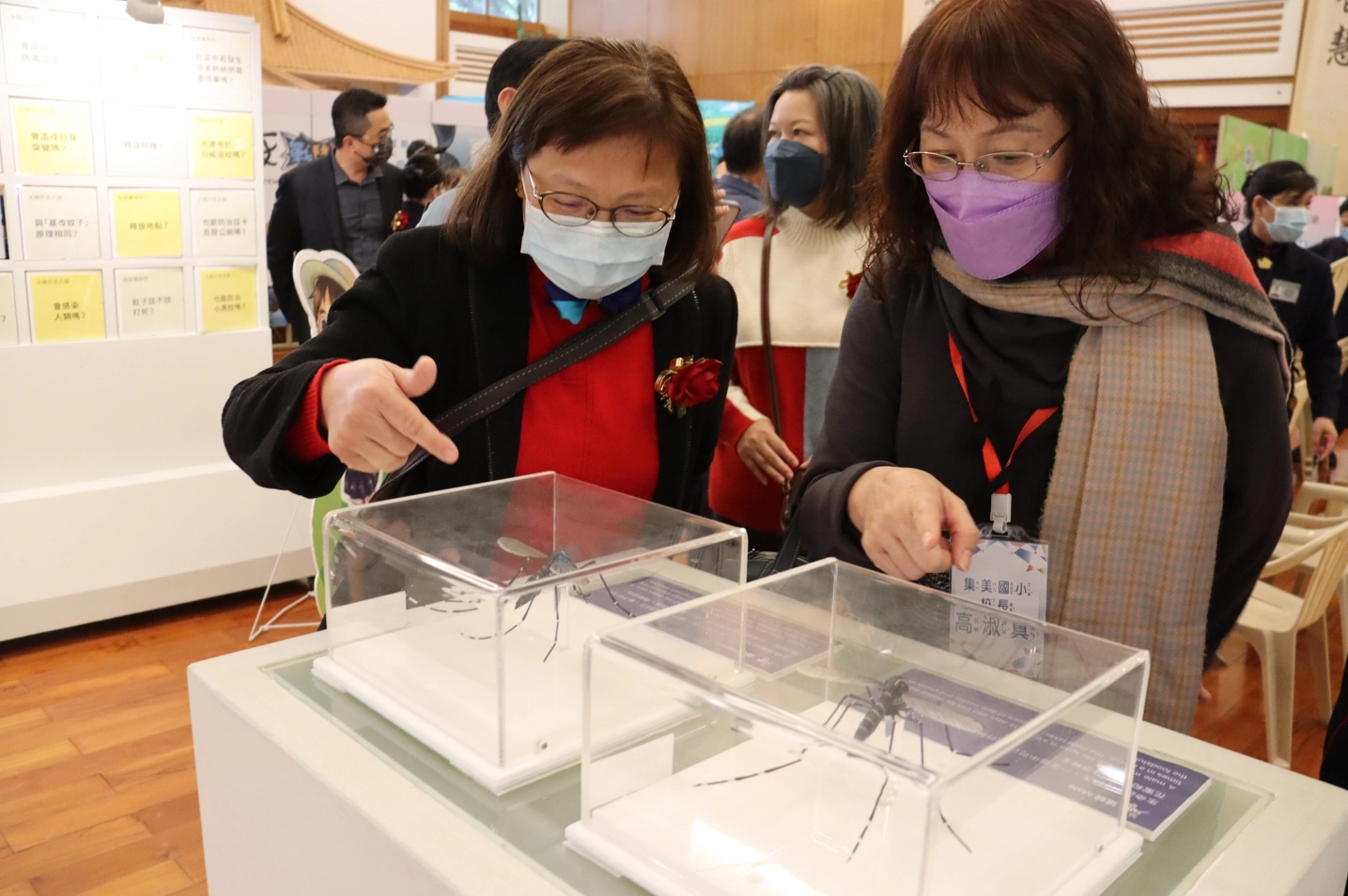 本次除了主題內容外,也展出新興的「沃爾巴克氏菌-登革熱生物防治法」介紹,藉由模型及標本觀察雄、雌蚊特徵差異與習性,帶領觀眾認識防疫新科技。
