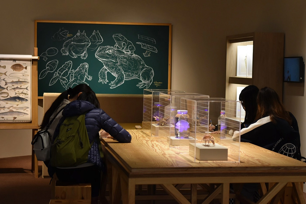 《科畫博物》特展現場打造「透視繪圖」繪畫教室,讓觀眾了解科學繪圖。