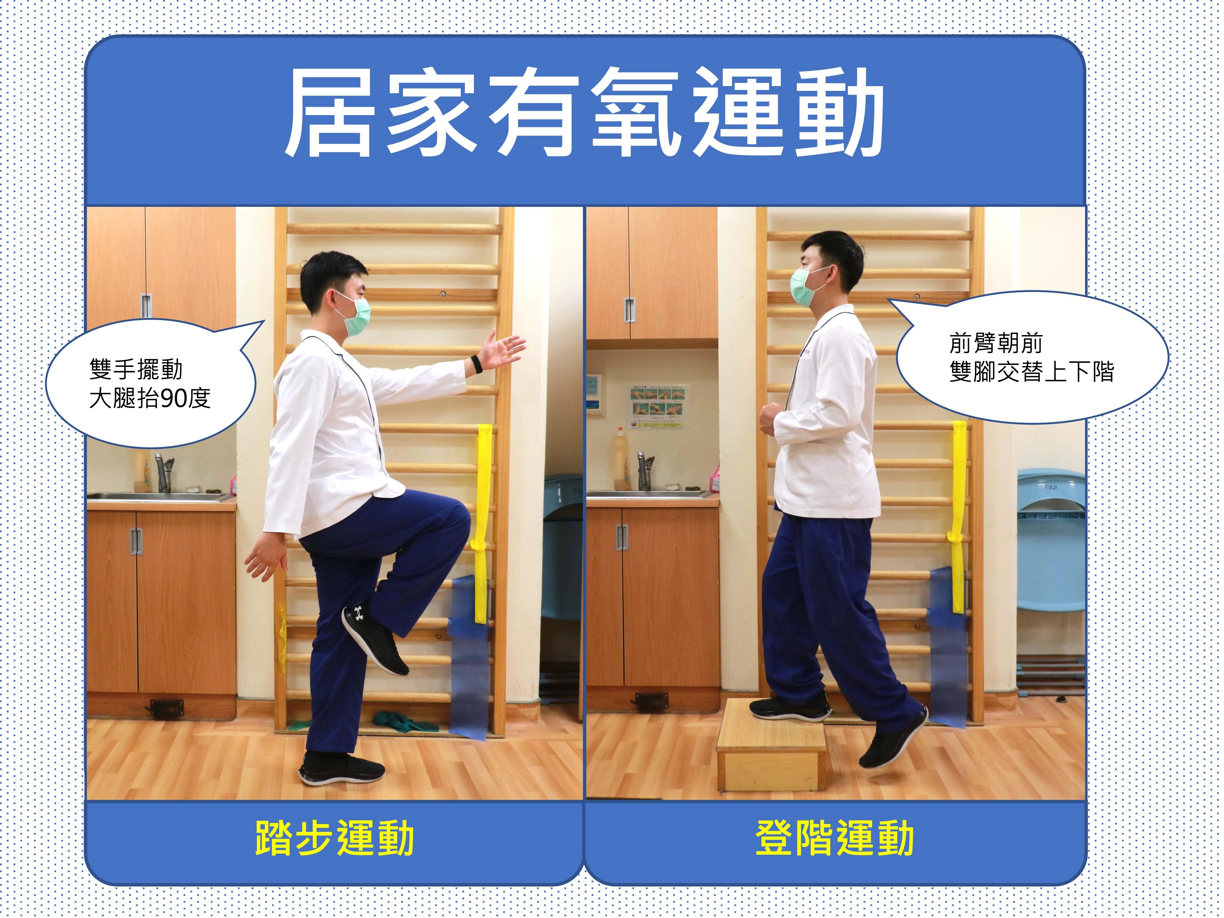 踏步與登階是簡單的居家運動,適合一般大眾。