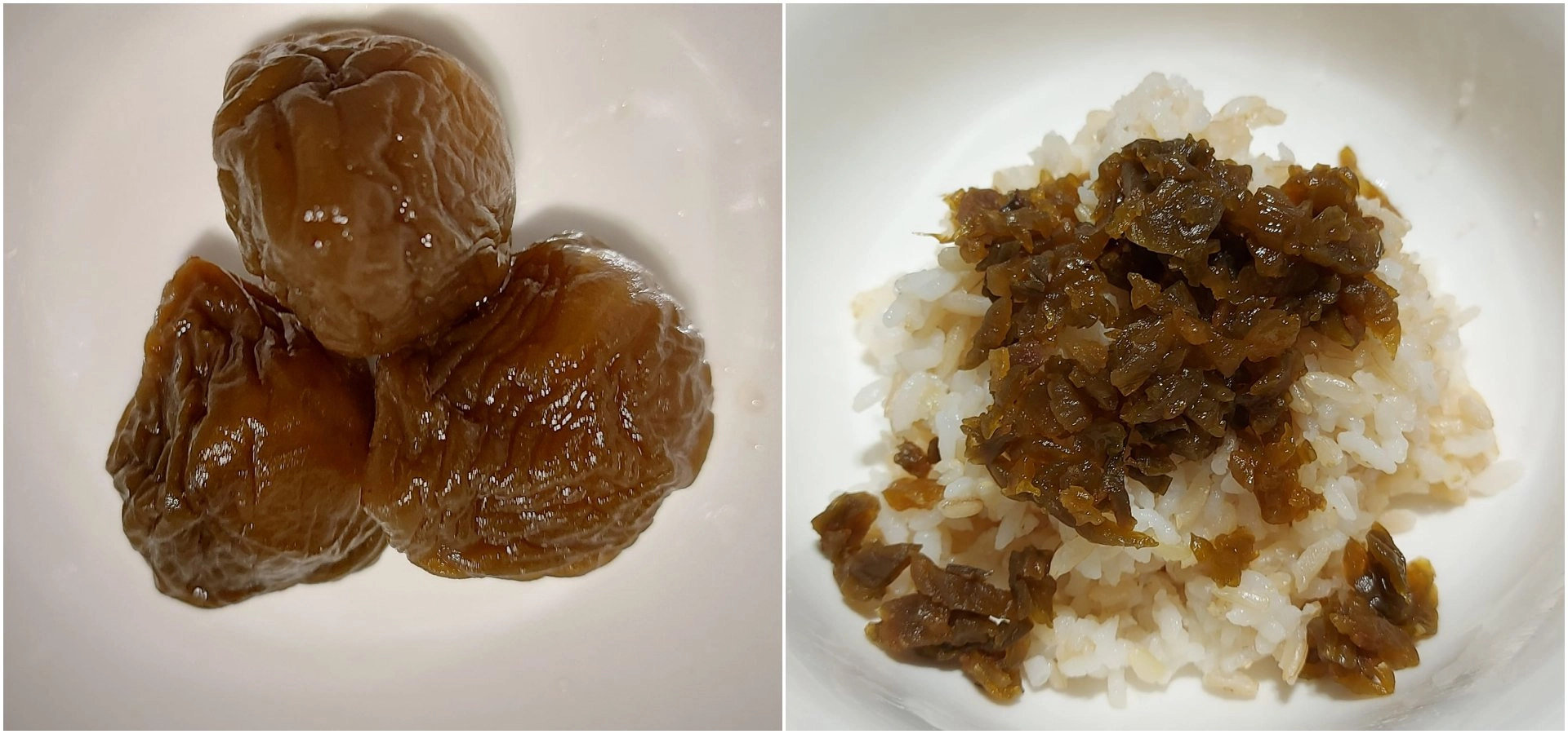 紫蘇梅去籽切碎,平鋪到白飯上