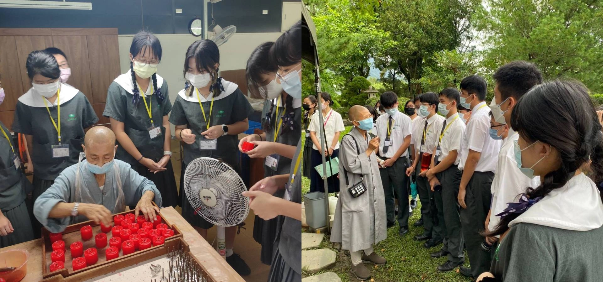 精舍師父親切悉心的智慧傳承,蠟燭工廠內同學感受到師父一日不作一日不食的生活智慧。