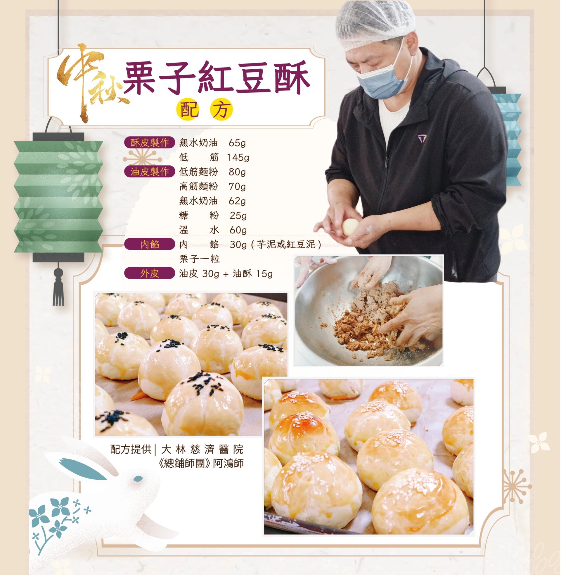 阿鴻師提供,配方 - 中秋素粟子酥月餅