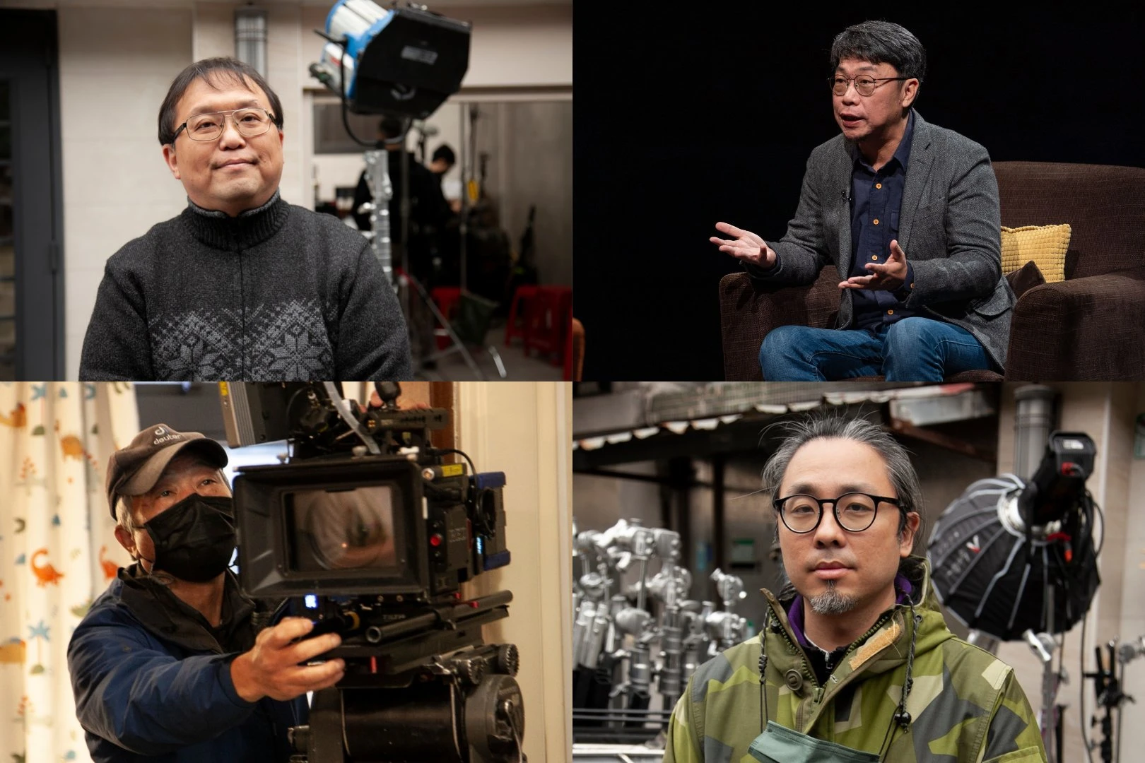 《打怪任務》電影製作主創團隊。製作人唐在揚(左上)、導演洪伯豪(右上)、攝影指導周以文(左下)、美術指導林仲賢(右下)
