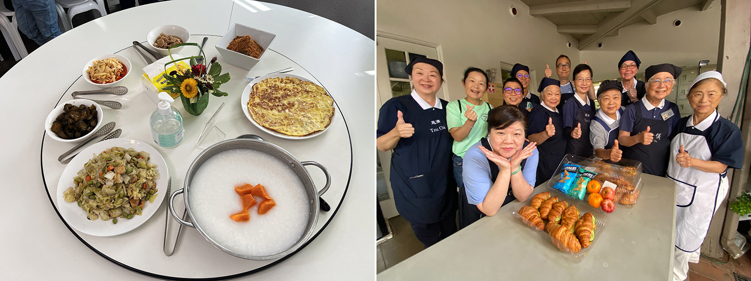 美國慈濟總會師兄師姊擔心孩子飲食不習慣,早餐還特別準備清粥小菜呢!