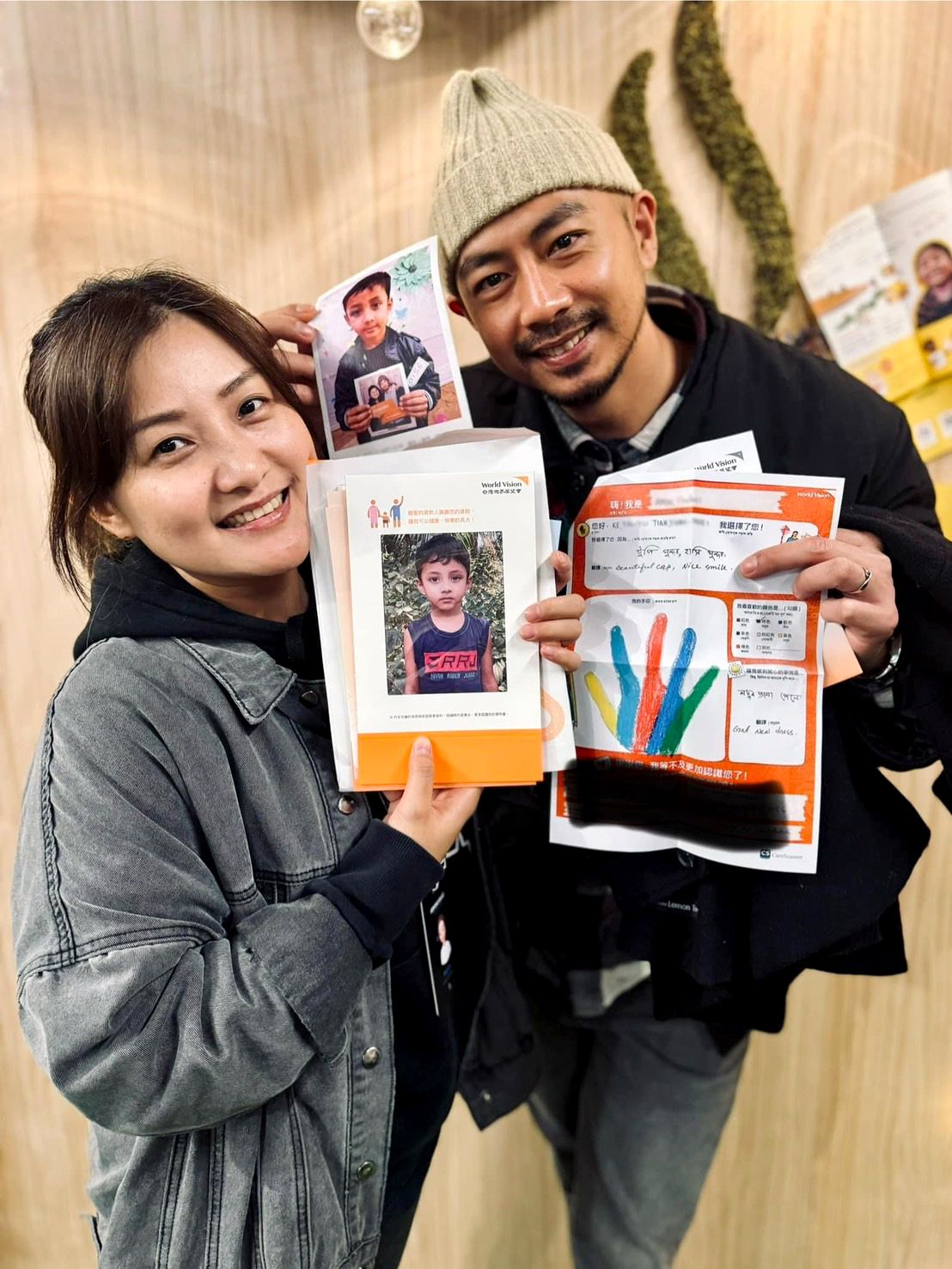 田元慧與先生在今年初資助五歲的孟加拉兒童阿敏,為家中增添新成員。