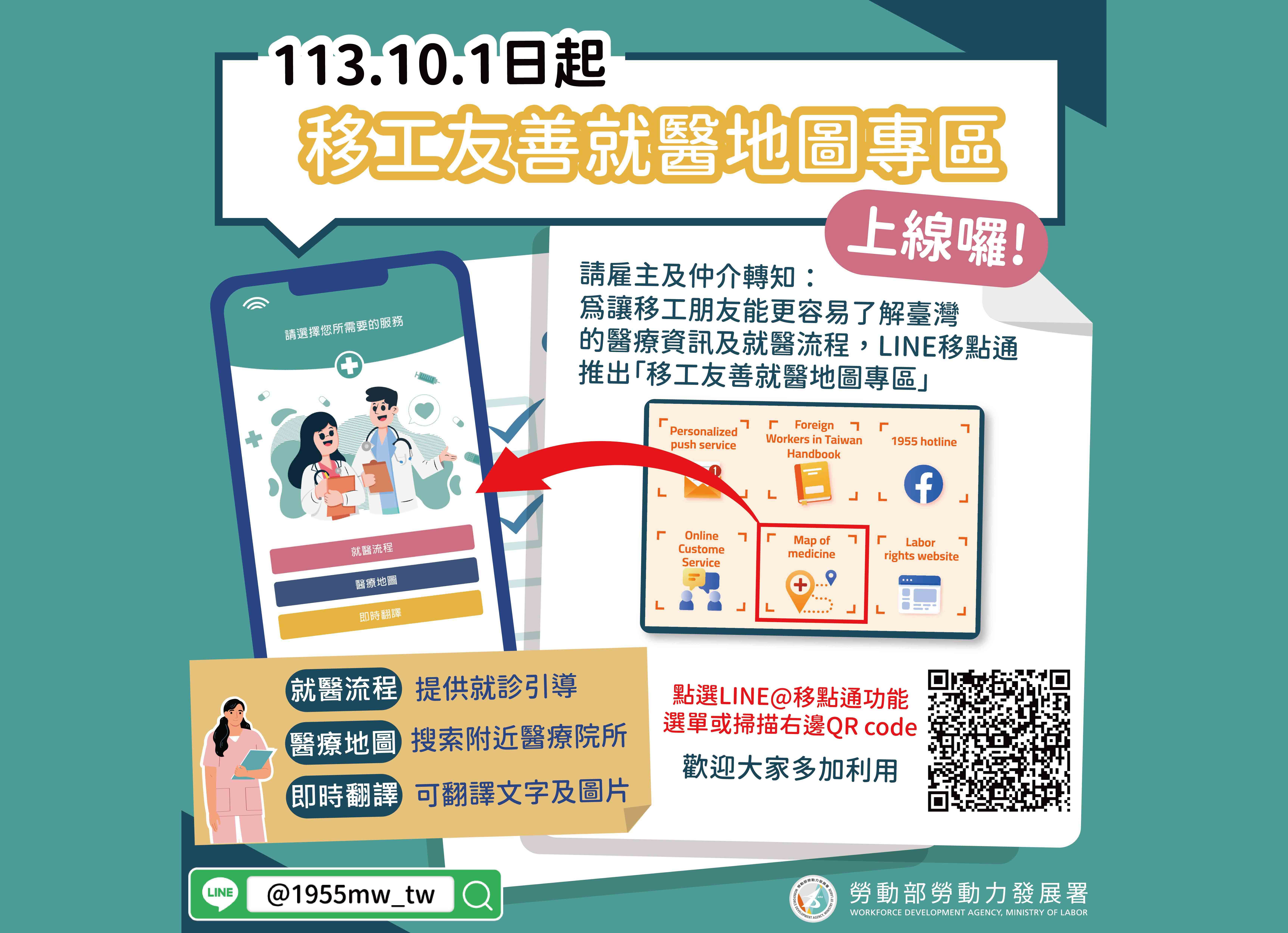 移工友善就醫地圖專區宣導圖卡