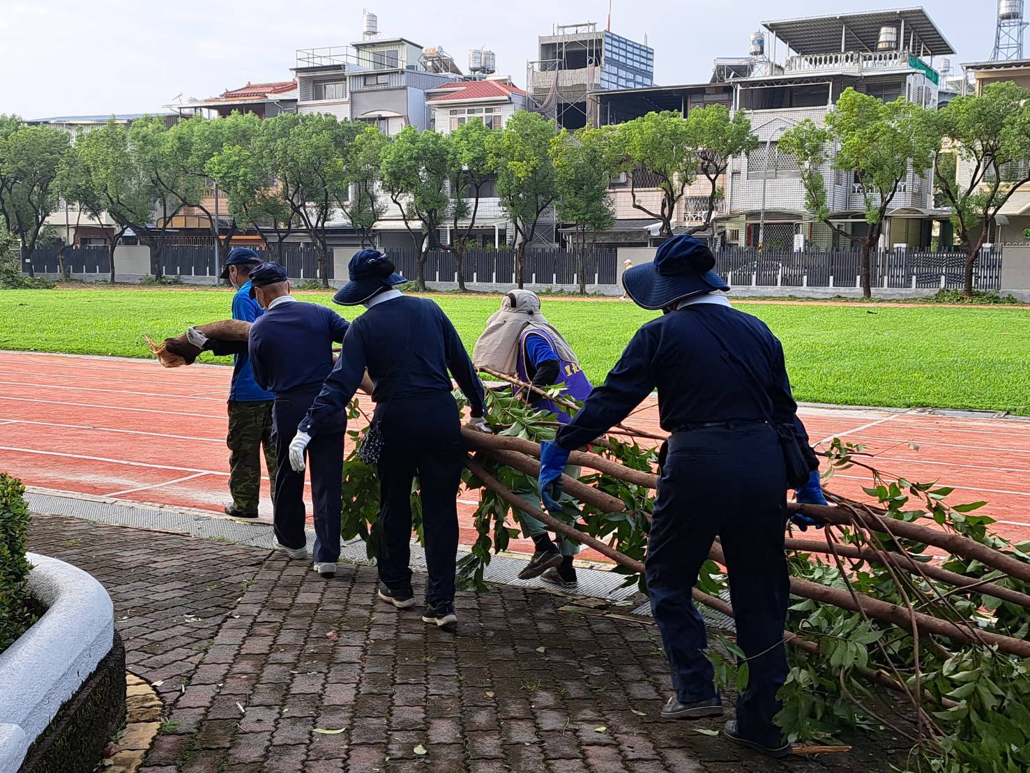 屏東各校樹木傾倒,慈濟志工結合青年志工號召,清掃校園恢復安全的就學環境。