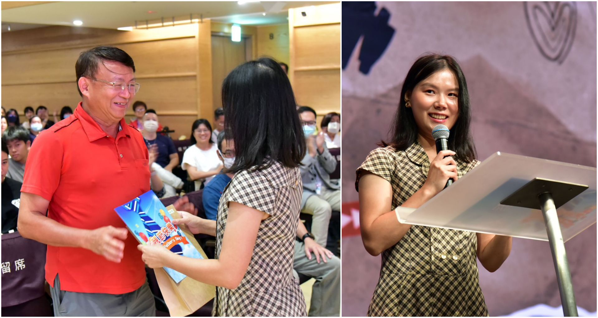 弟兄姊妹上台分享「給爸爸的一封信」,對爸爸感性表達愛與感謝。