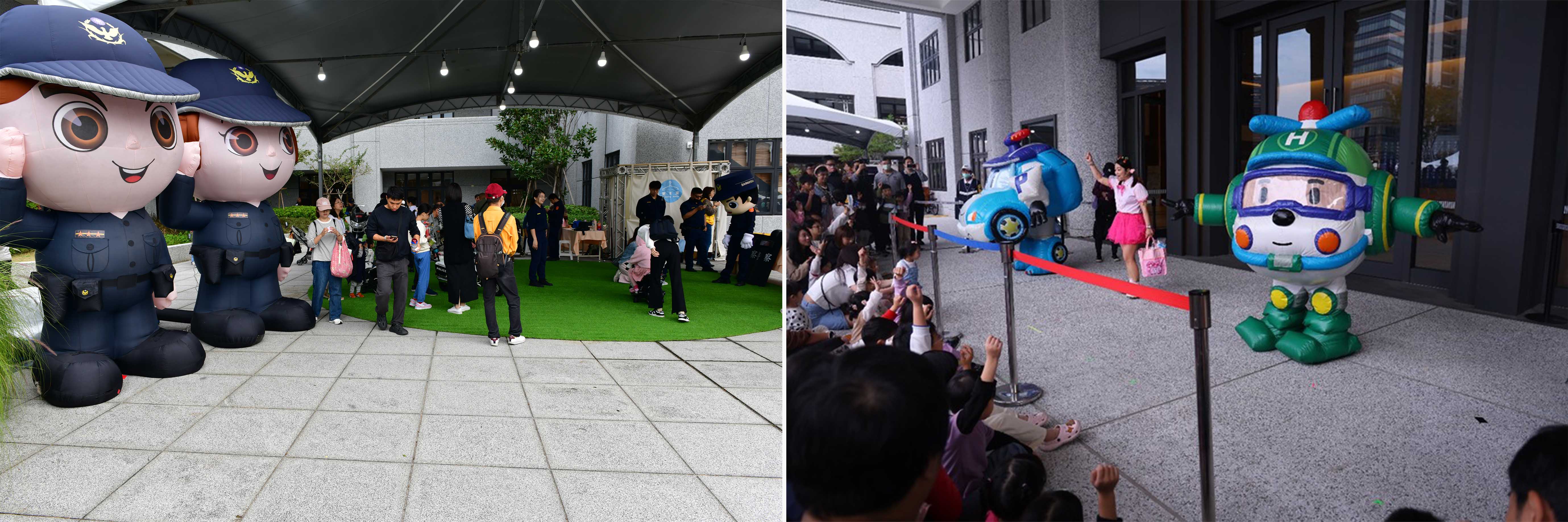 (圖左)為了讓親子家庭也能盡情同樂,藝術週特別與臺北市政府警察局北投分局合作,設置「波麗士哈雷機車—兒童警車體驗站」。(圖右)充滿人情味的場域親子一起同樂,更是一場感官與心靈的豐富旅程。