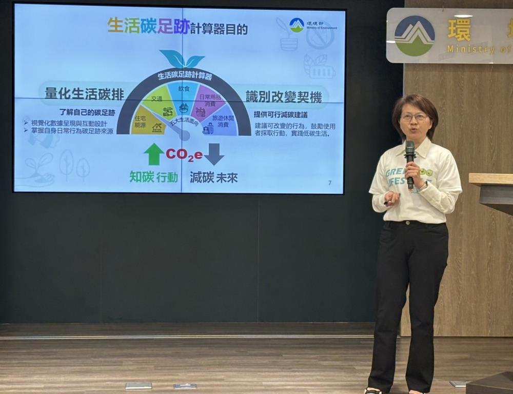 綜規司洪淑幸司長報告生活碳足跡計算器。
