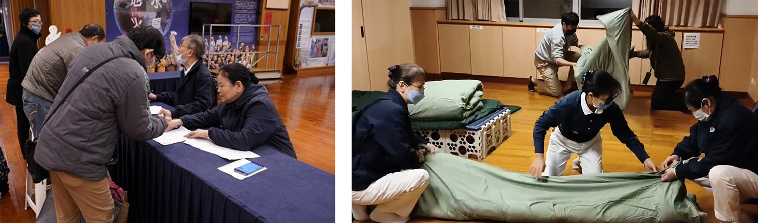 圖說: 三重區慈濟志工羅美珠(右一)接獲通報後,立即協調三重靜思堂開放收容,並動員志工緊急投入關懷行動。/新北三重倒塌民宅事件,1月6日晚間慈濟及時安置部分災民。