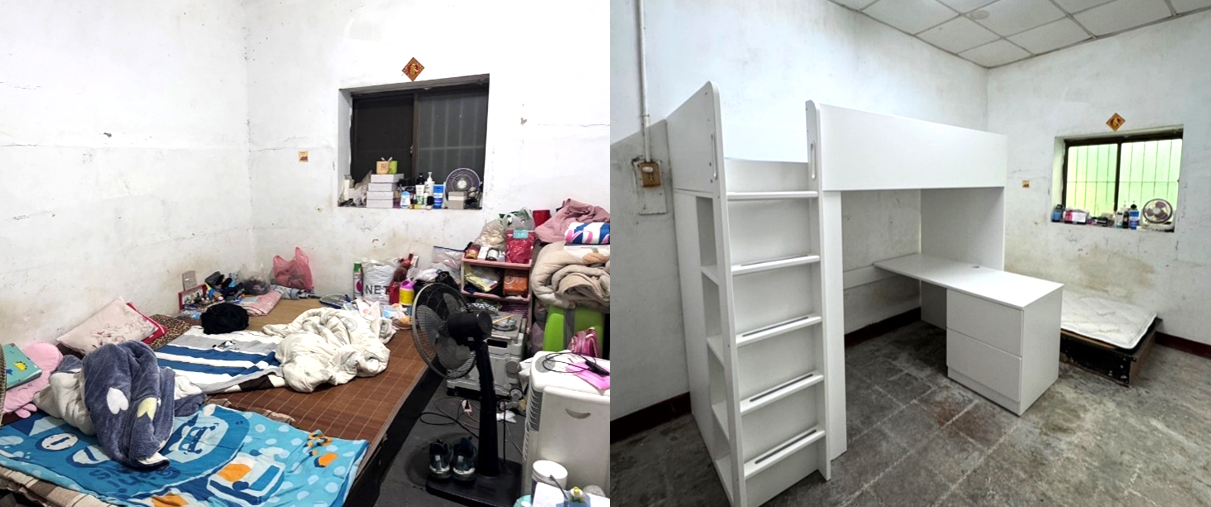 12歲的琪琪與年邁祖父相依為命,住在高雄旗山。展望會社工透過特況扶助金協助添購雙層床,改善她的成長空間。
