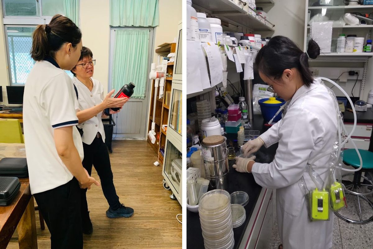 左圖：實驗室輔導查核/右圖：工作環境危害暴露監測