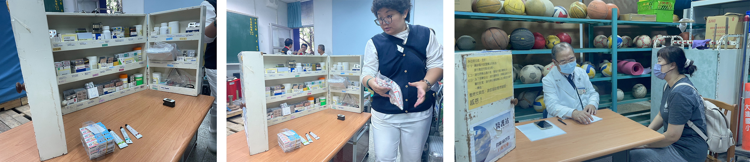 現場排隊就醫的陳小姐,擦著眼淚跟團隊訴說著昨天的經歷,之前到醫院領取的藥都被大水沖走,然後家裡還有三個孩童要照顧,還好有花蓮慈濟醫院,讓她可以就近領取藥物。
