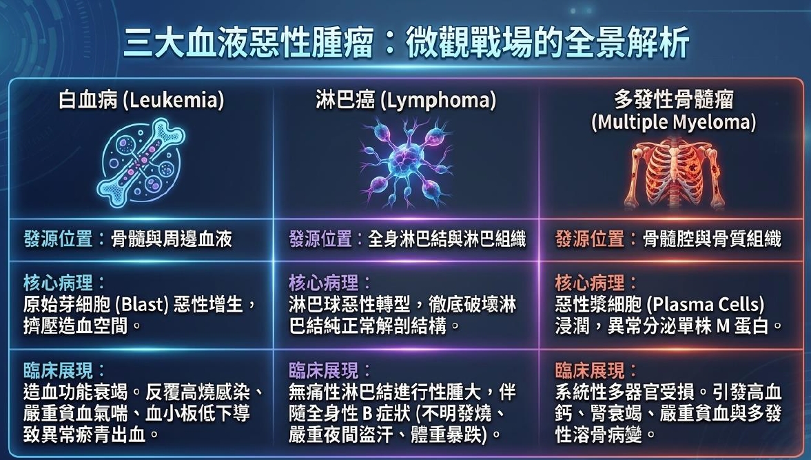 白血病、淋巴癌與多發性骨髓瘤為常見的三大血液癌症,其中,據國健署112年癌症登記資料,台灣一年約有3,200多人被診斷為白血病。