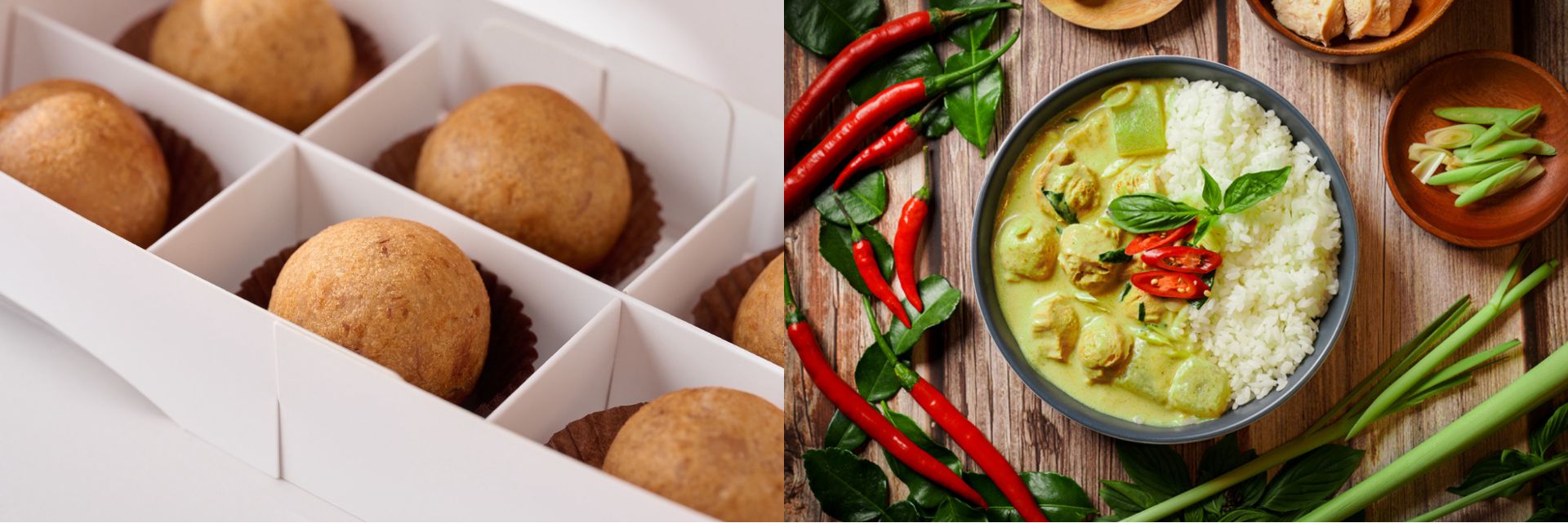 「12旬食」不葷主義茶餐廳「流沙芋泥球」、THAI VEGAN泰維根，推出獨特的異國風味蔬食「綠咖哩飯」