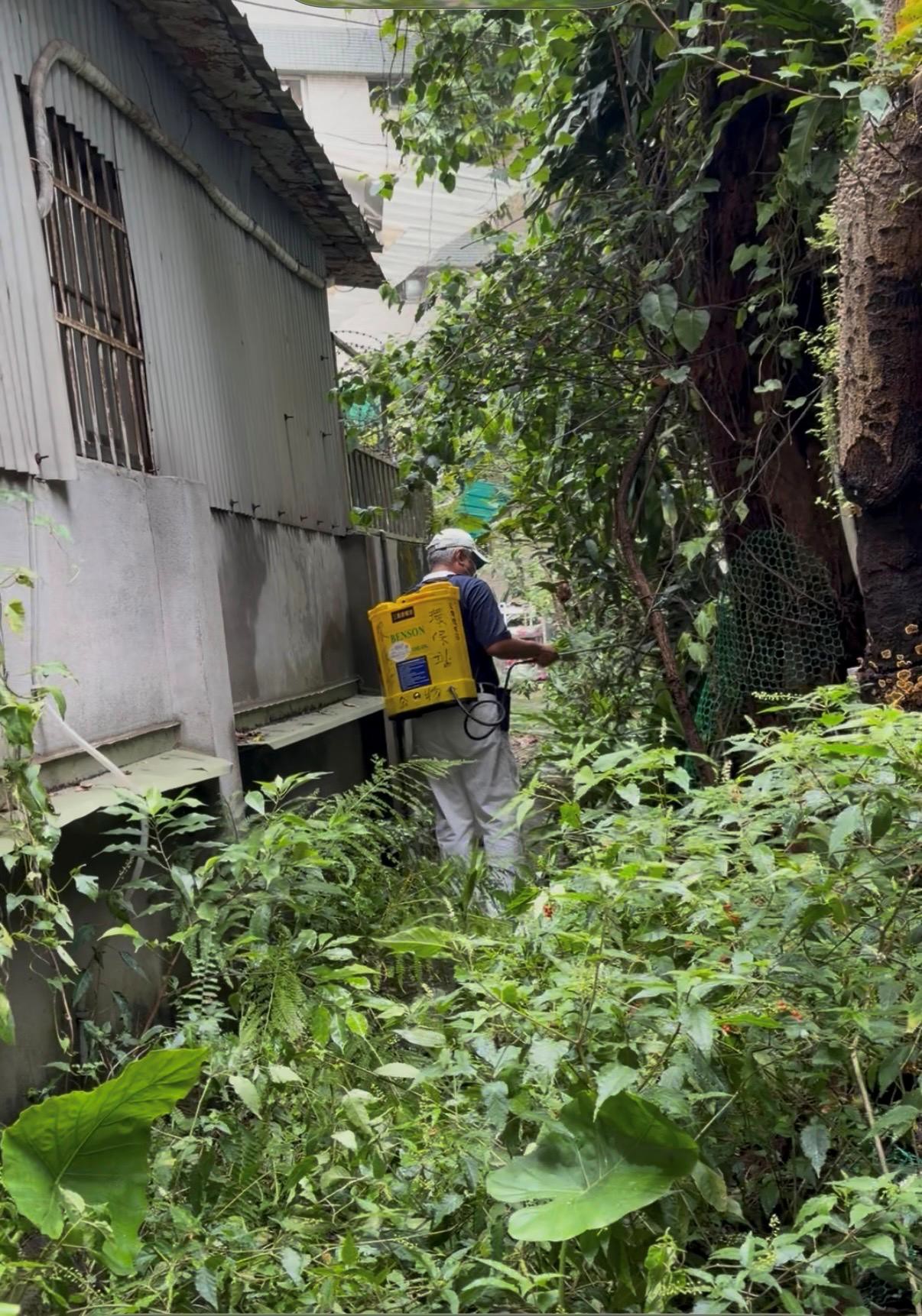 金龍里有居民提報住家周圍及防火巷有異味,志工焦新安即刻進行清消。