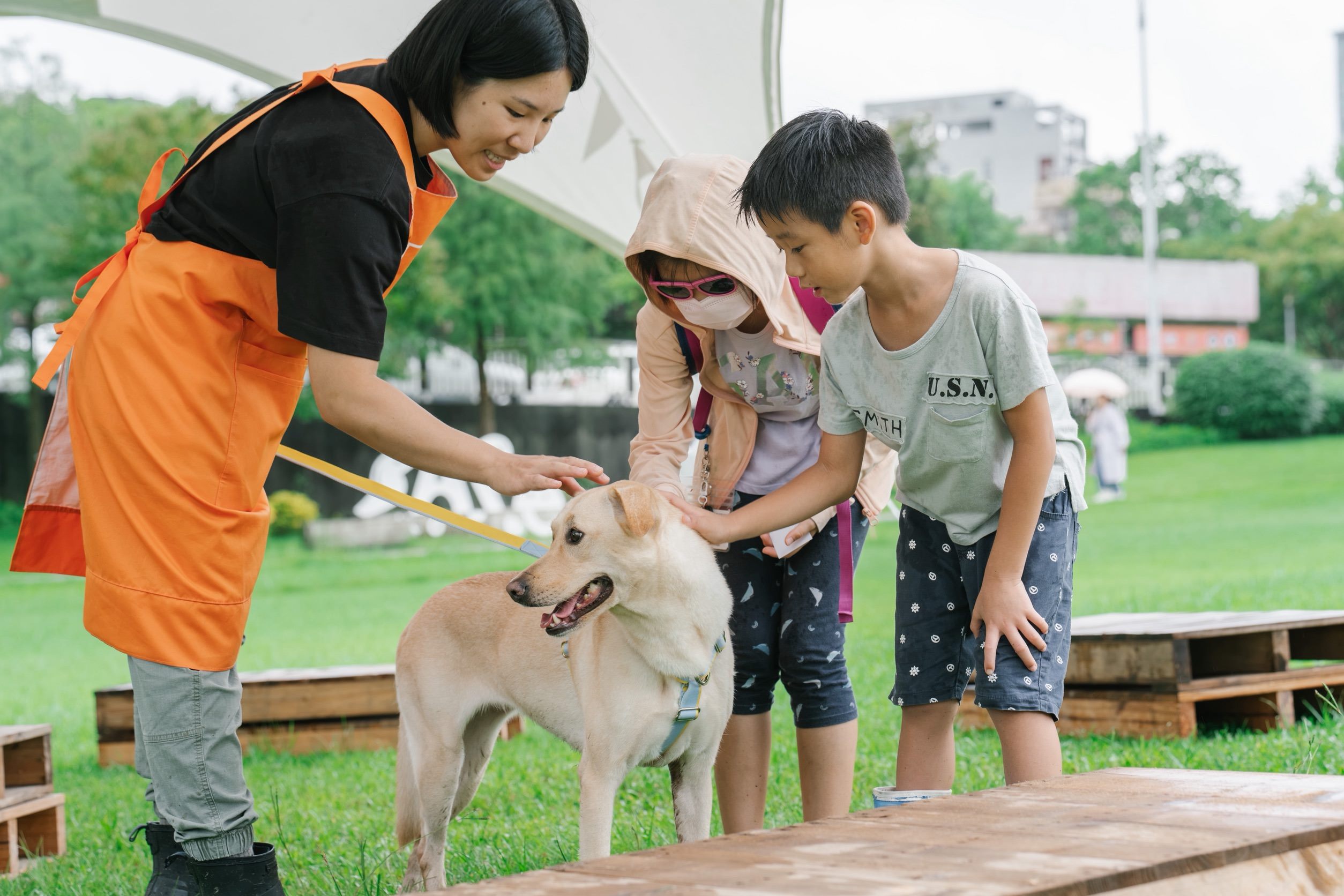 民眾帶著毛孩共享草地野餐音樂會時光
